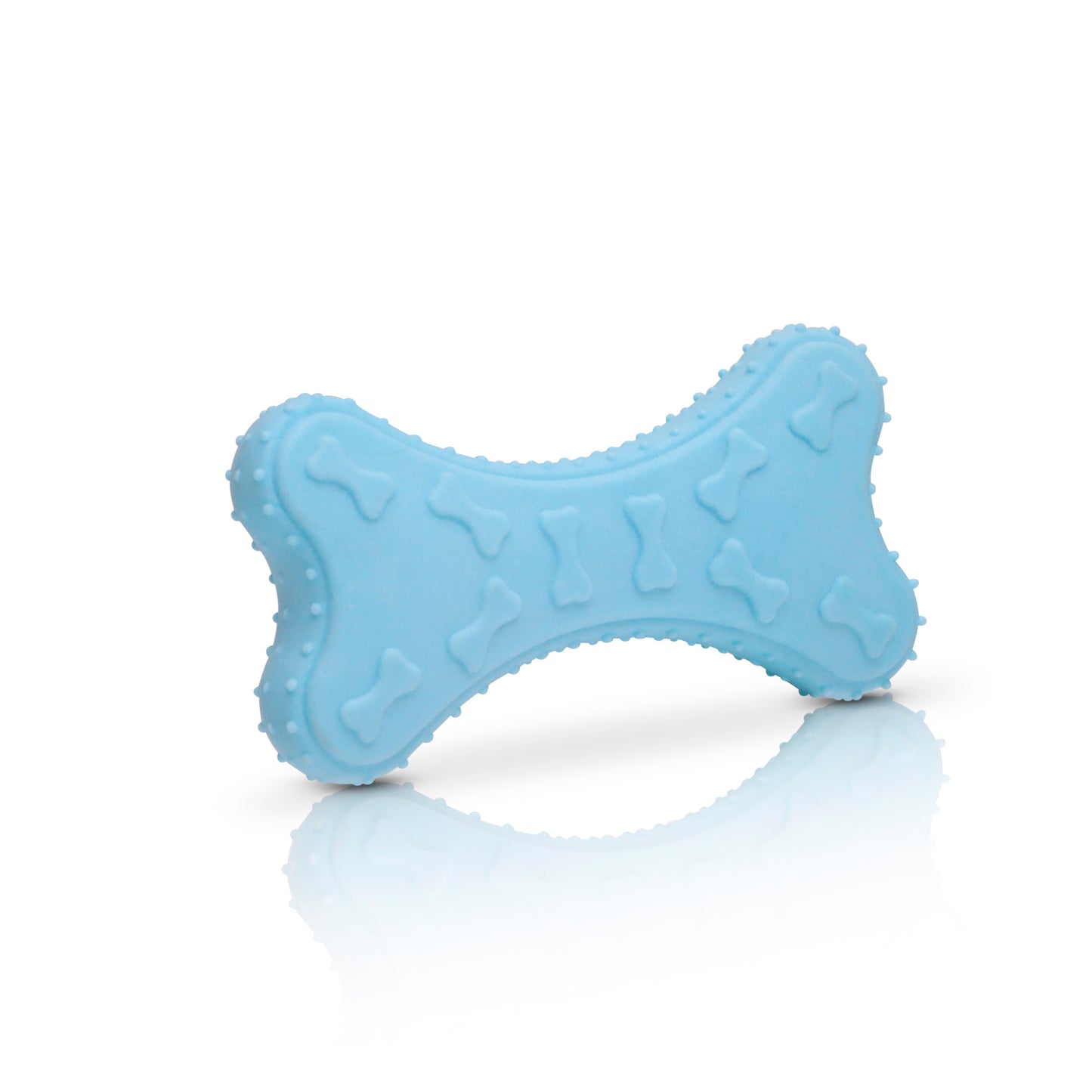 Blue bone-shaped dog chew toy from Huxley Barker new puppy gift basket